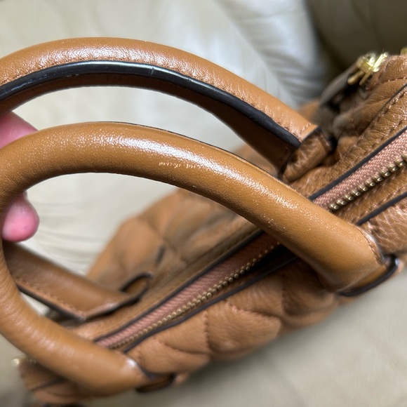 Vera Bradley Leather Quilted Mini Marlo Crossbody Saddle Brown - Picture 11 of 16